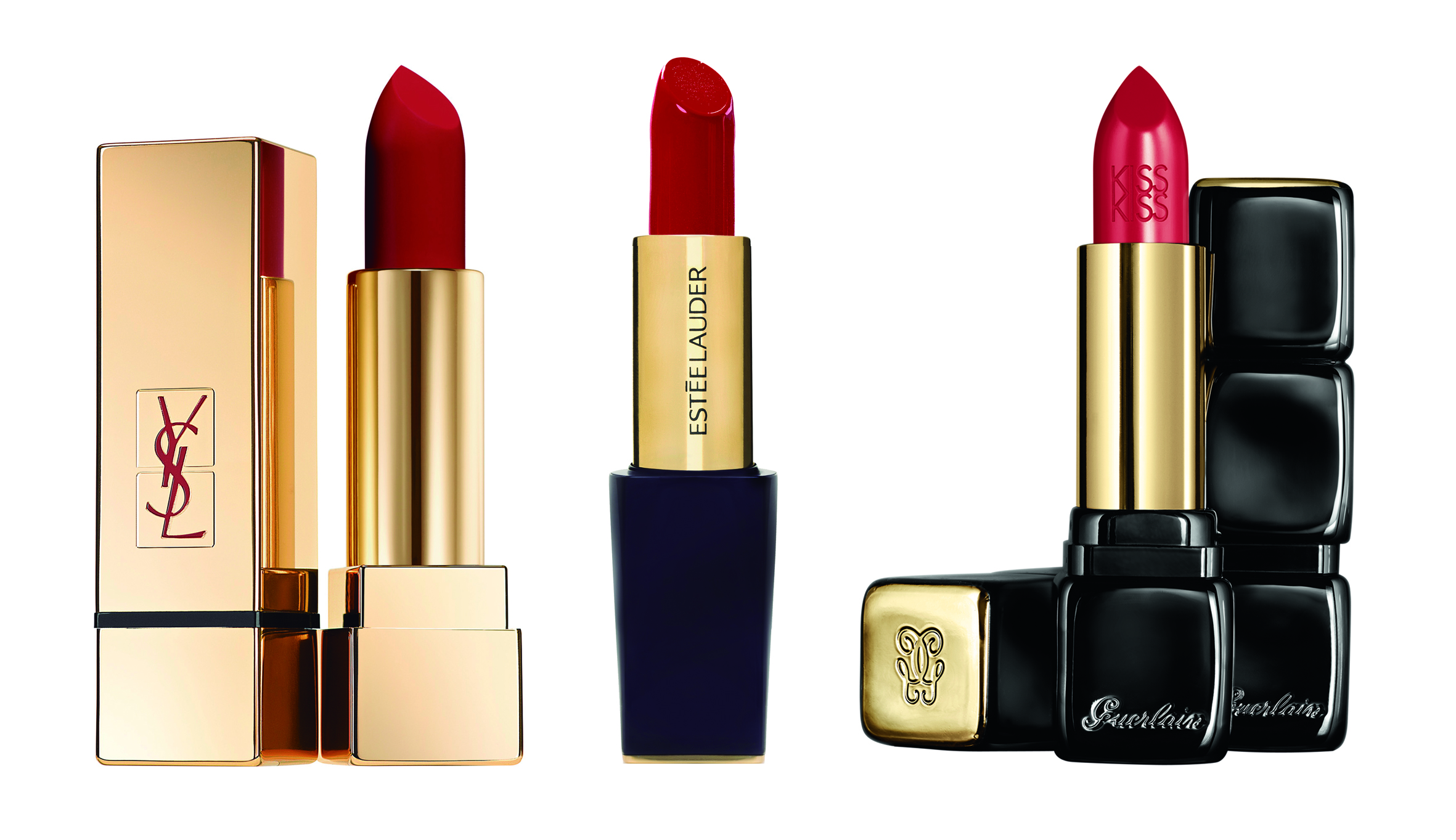 rojos de labios: YSL, Estée Lauder, Guerlain