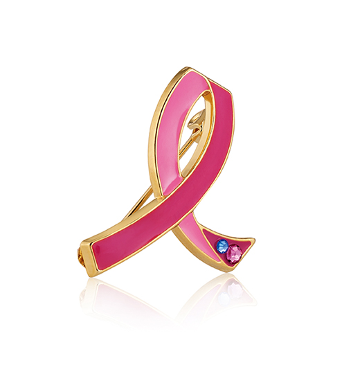 Pin Estée Lauder para recaudar fondos contra el cáncer de mama.