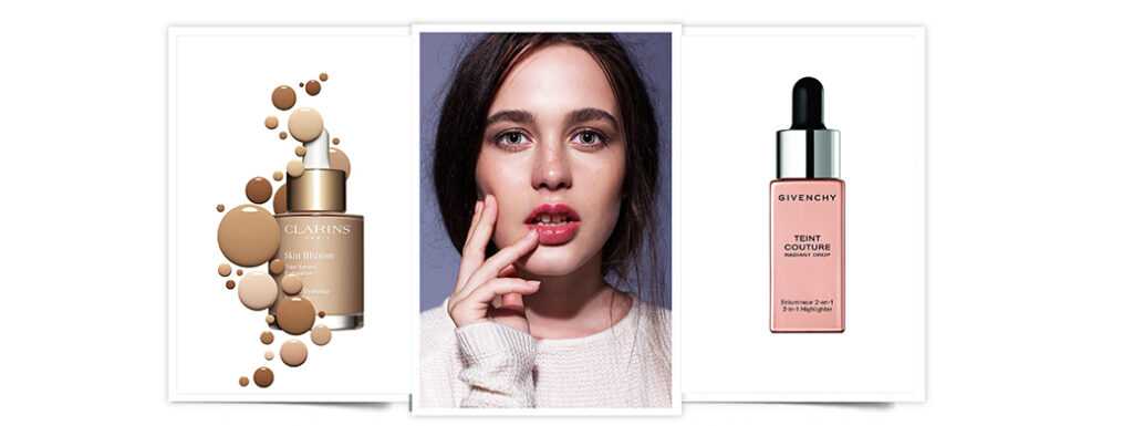 maquillaje efecto glow: Skin Illusion de Claris y Teint Couture Radiant Drop de Givenchy